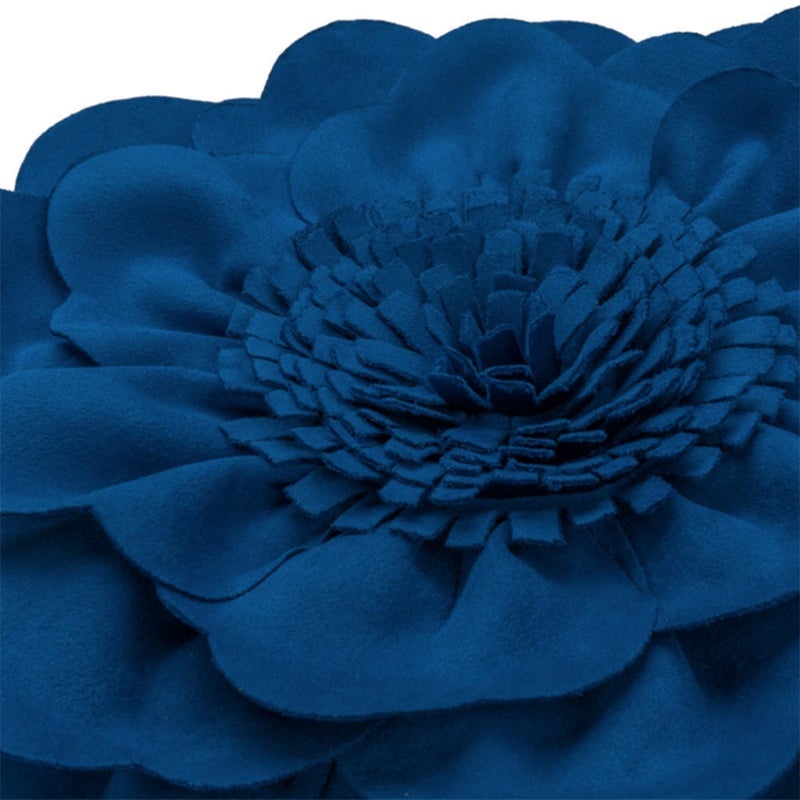 JWH Handmade Flower Throw Pillow Cover Decorative Small Pillow Case Round Cushion Floral Pillowcase for Bedroom Bed Couch Living Room 14 Inch Royal Blue - Image 5